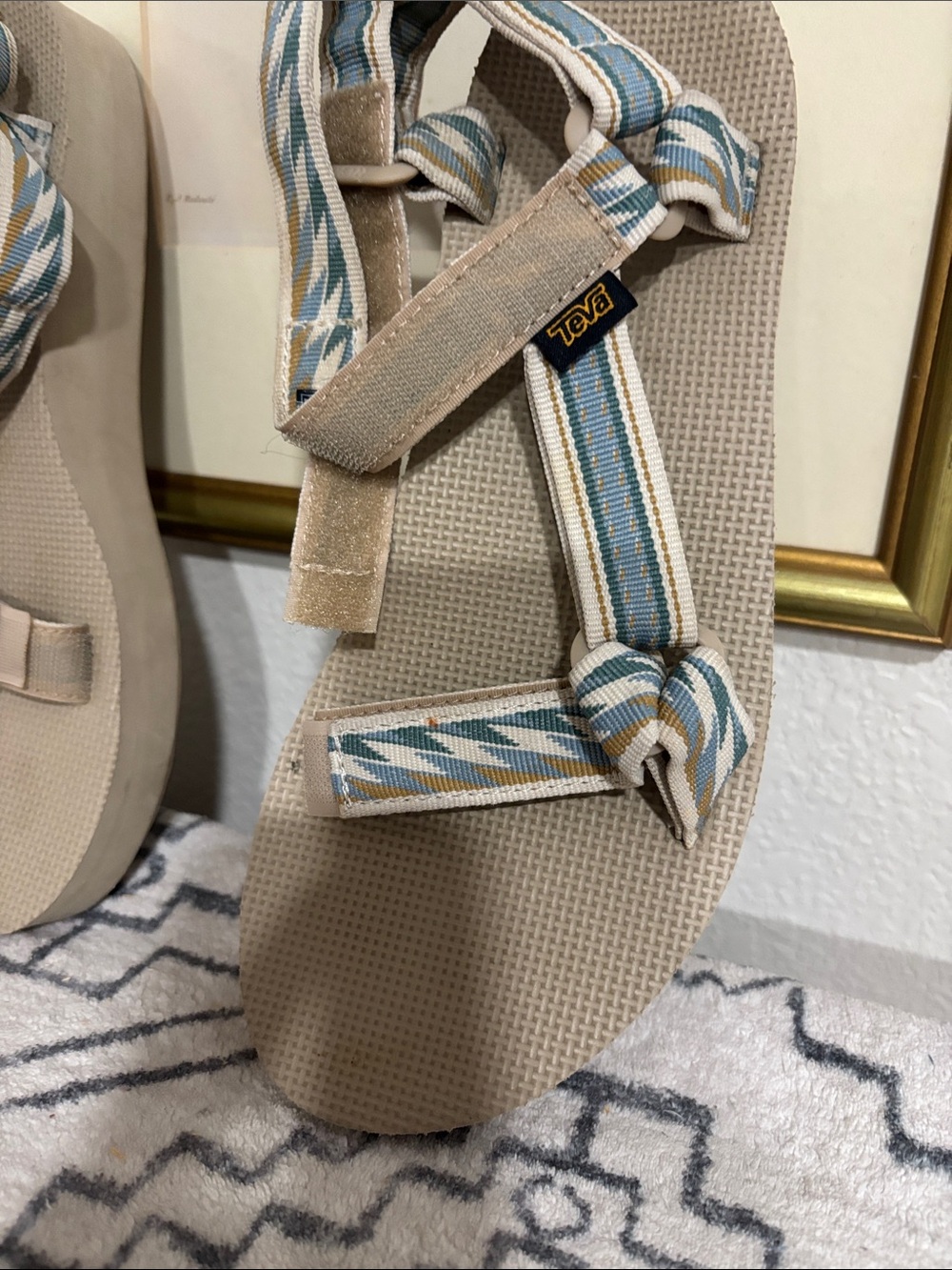 Teva Beige Sandal with Blue and Cream Straps